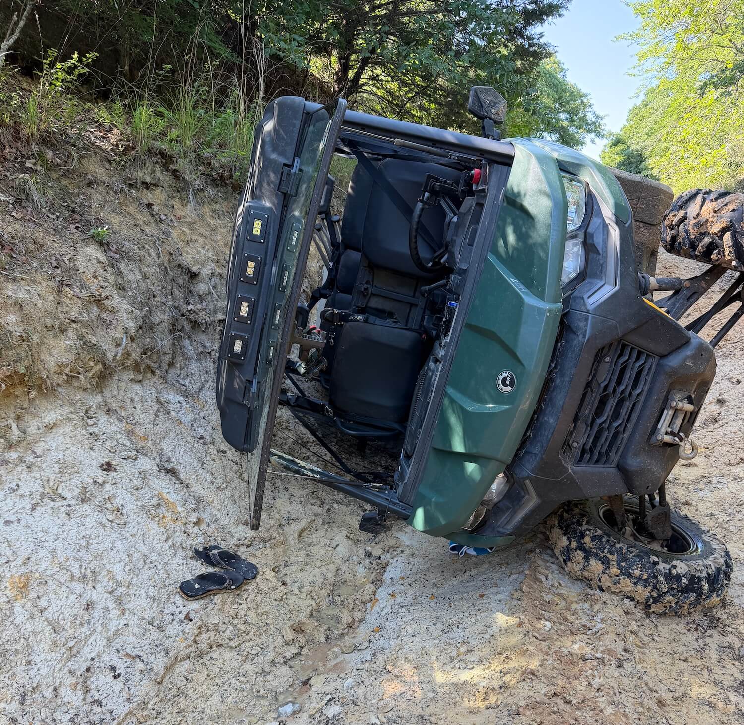 Our SxS on its side at Lake Texoma